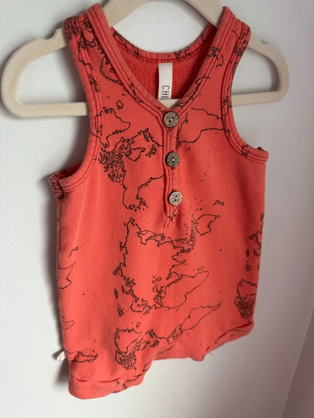Childhoods Orange Sleeveless Romper World Map Size 12-18